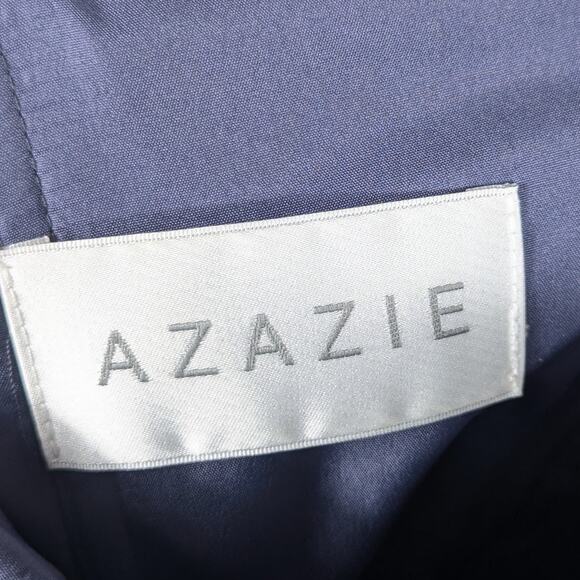 Azazie Sz 4 Blue Chiffon Pleated Bridesmaid Dress Empire Waist Formal Gown - Picture 3 of 4